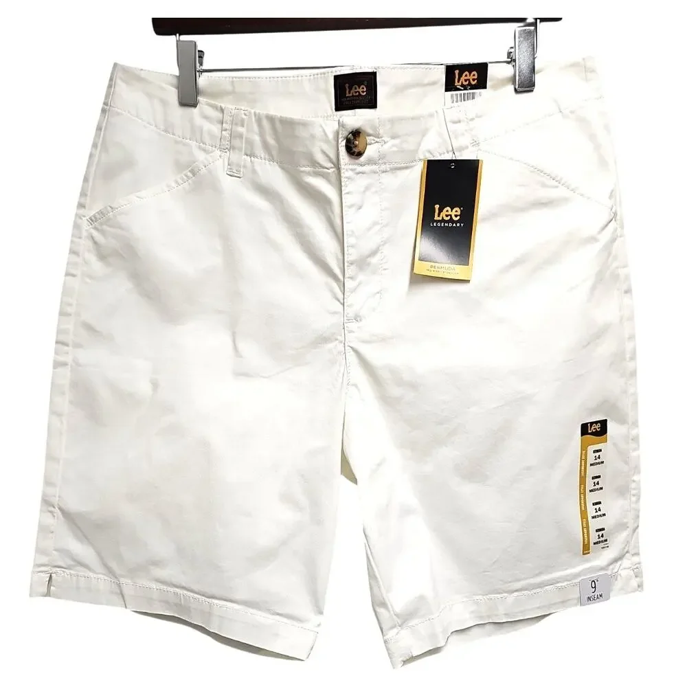 Lee Legendary Style Bermuda Shorts Women's White Mid Rise Size 14 M (NWT) - Picture 2 of 15